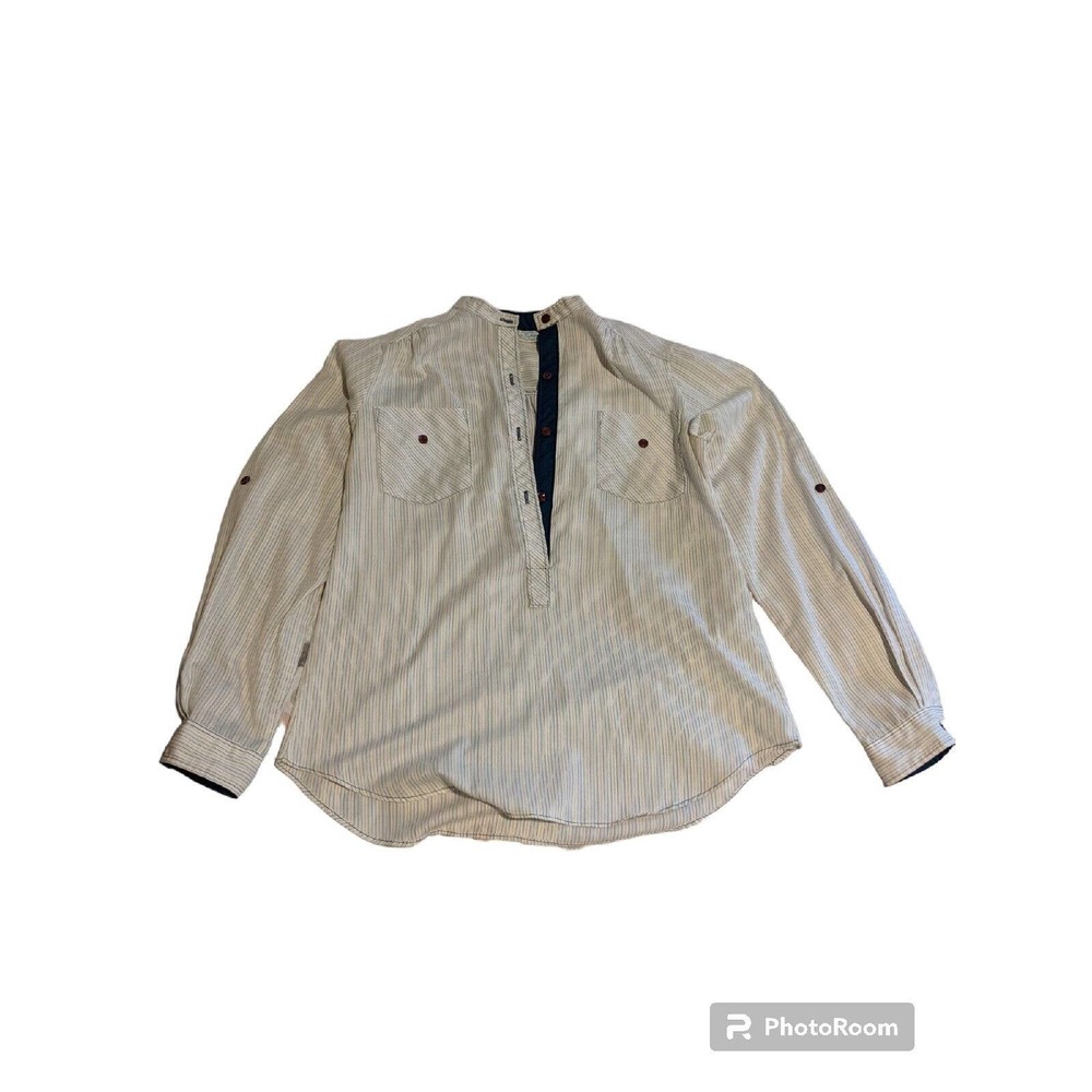 Miss Fashionality Vintage Women's Blouse Striped 70s Button Up Size 13-14